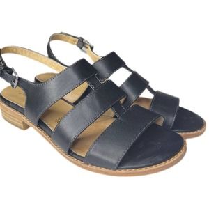 Trotters Black Leather Benny Sandals SZ 6.5 Great condition